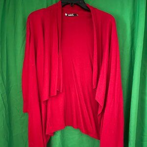DKNY L Ladies Red Long Sleeve 55% cotton, 22% Rayon, 20% nylon, 3% cashmere